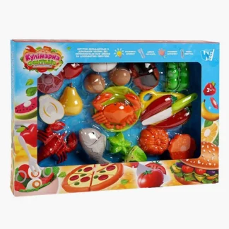 Набір продуктів “Кулінарна фантазія” 10280 (36/2) "WToys", 24 елементи, овочі та фрукти на липучках, дошка для нарізання, ніж, в