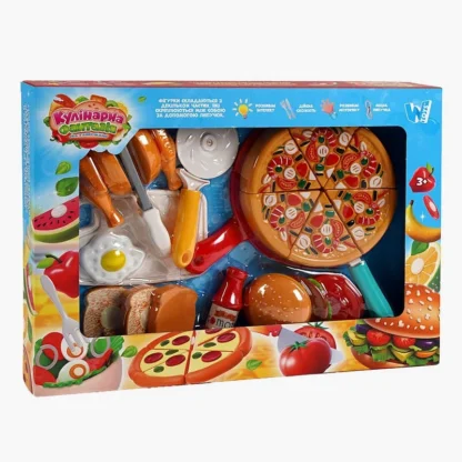 Набір продуктів “Кулінарна фантазія” 10455 (36/2) "WToys", 24 елементи, продукти на липучках, дошка для нарізання, ніж, сендвіч,