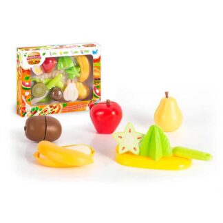 Набір продуктів “Кулінарна фантазія” 22140 (96/2) "WToys", 12 елементів, фрукти на липучках, дошка для нарізання, ніж, в коробці