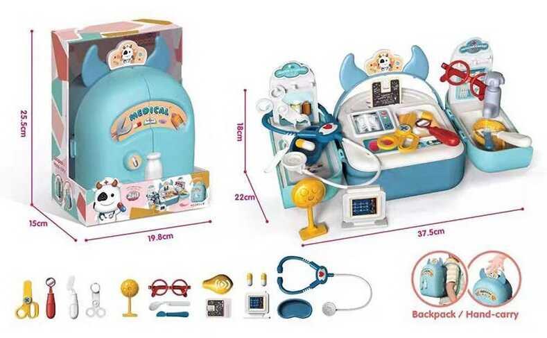 Набір лікаря 1302-2 "Корівка", 2в1, 15 аксесуарів, у коробці