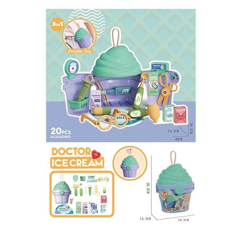 Набір лікаря 688-201 A 3 в 1, 20 предметів, стетоскоп, ножиці, термометр, аксесуари, в боксі