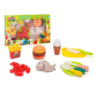 Набір продуктів “Кулінарна фантазія” 77930 (64/2) "WToys", 18 елементів, на липучках, дошка для нарізання, ніж, посуд, в коробці