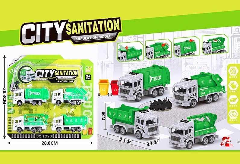 Набір спецтехніки BQ 600-47 4 штуки, санітарно-технічні машини, інерція, на листі