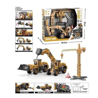 Набір спецтехніки YW 9101 A (18/2) підсвічування, звуки, інерційний механізм, рухливі елементи, інструменти, функціональний кран,