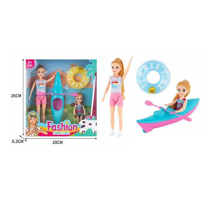 Набір ляльок ST 5612-7 2 ляльки, байдарка, надувне коло, висота 23 см, в коробці