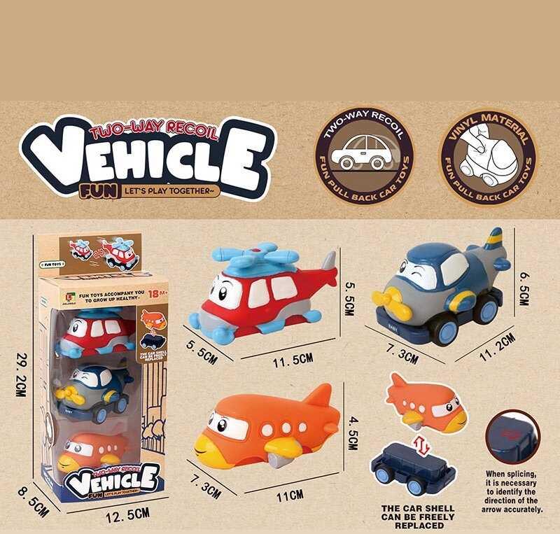 Набір машин 2690 3 змінні корпуси, платформа на колесах, інерційний механізм, прогумовані колеса,...