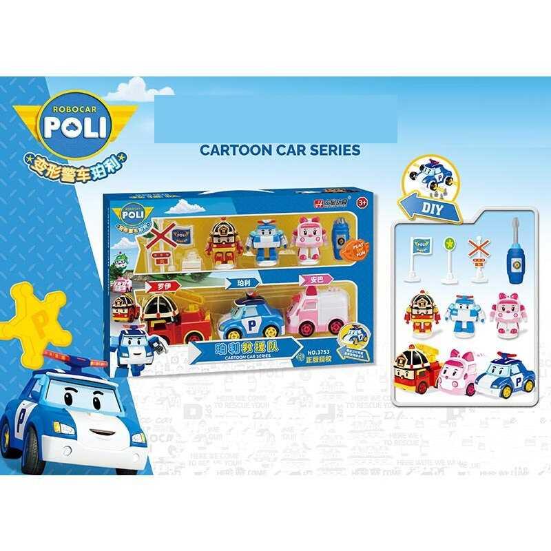 Набір машин 3753 3 машинки, 3 героя, викрутка, машинка-конструктор, в коробці