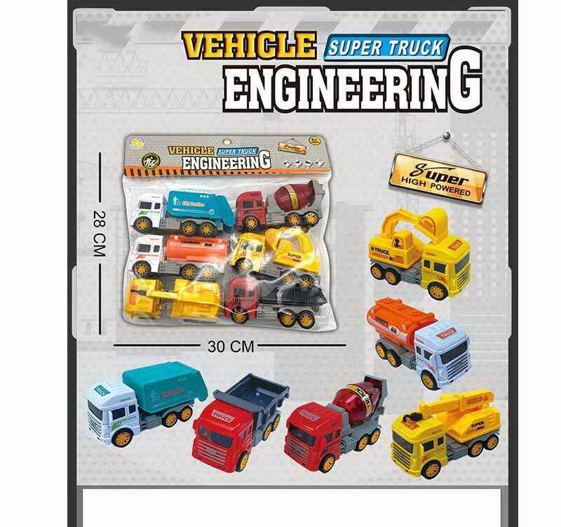 Набір машин 821 E 6 штук, інерційний механізм, рухливі елементи, гумові шини, в пакеті