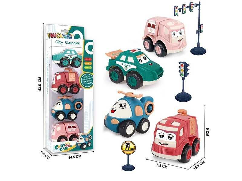 Набір машин A 187-4 4 штуки, “Спецтехніка”, інерція, в коробці