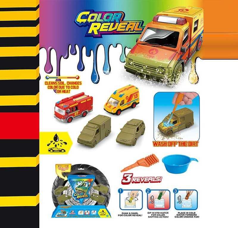 Набір машин SK-X 12 4 машинки, металопластик, змінюють колір, черпак, піпетка, на листі