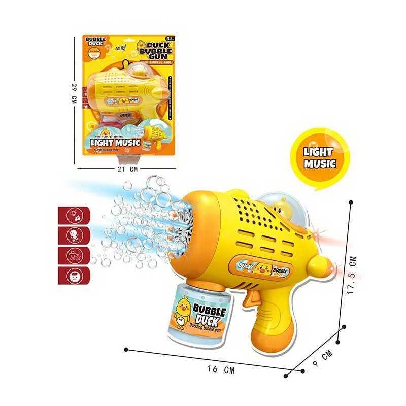 Пістолет з мильними бульбашками YD 653 A на батарейках, музика, підсвітка, мильний розчин, на листі
