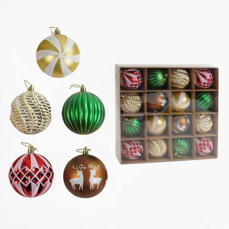 Новорічні прикраси C 67493 16 штук, кульки, D= 7 см, в коробці