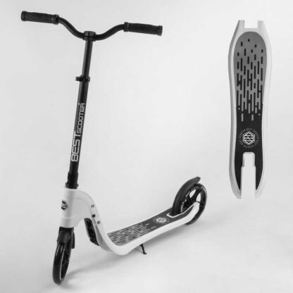 Самокат двоколісний 52753 "Best Scooter" (2) колір БІЛИЙ, колеса PU — 20 см, широке велосипедне кермо, новий затискач керма, у
