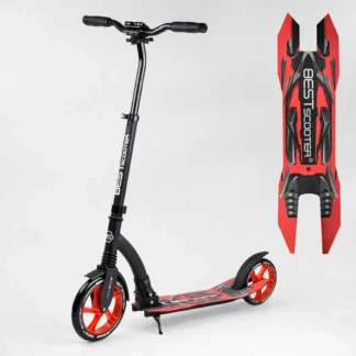 Самокат двоколісний Best Scooter 40860 (4) колеса PU — переднє 23 см, заднє — 20 см, 1 амортизатор, широке кермо, затискач керма,