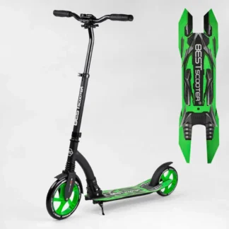 Самокат двоколісний Best Scooter 52266 (4) колеса PU — переднє 23 см, заднє — 20 см, 1 амортизатор, широке кермо, затискач керма,