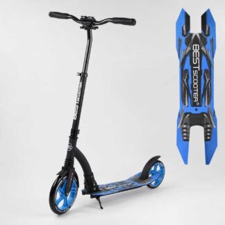 Самокат двоколісний Best Scooter 54664 (4) колеса PU — переднє 23 см, заднє — 20 см, 1 амортизатор, широке кермо, затискач керма,