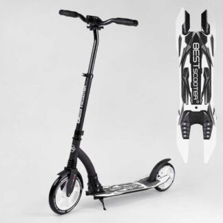 Самокат двоколісний Best Scooter 75343 (4) колеса PU — переднє 23 см, заднє — 20 см, 1 амортизатор, широке кермо, затискач керма,