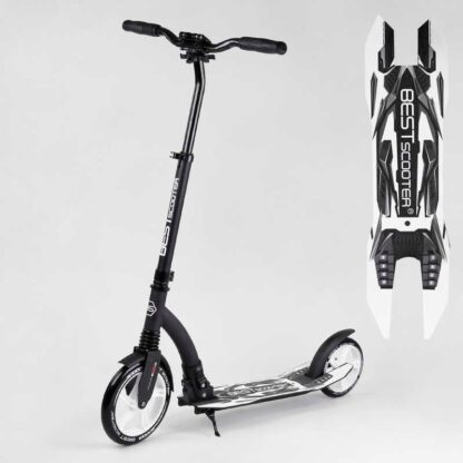 Самокат двоколісний Best Scooter 75343 (4) колеса PU — переднє 23 см, заднє — 20 см, 1 амортизатор, широке кермо, затискач керма,