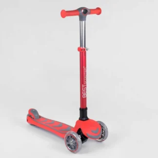 Самокат триколісний 92606 (4) Best Scooter, КРАСНИЙ, складаний алюмінієве кермо, 4 колеса PU зі світлом, d = 12 см