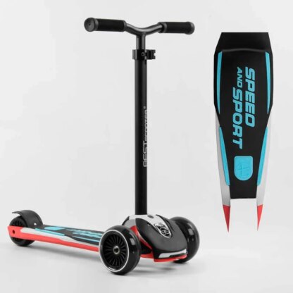 Самокат триколісний Best Scooter HW-00308 MAXI (6) знімне алюмінієве кермо, передні колеса PU 120х45 мм, заднє 80x50 мм, с