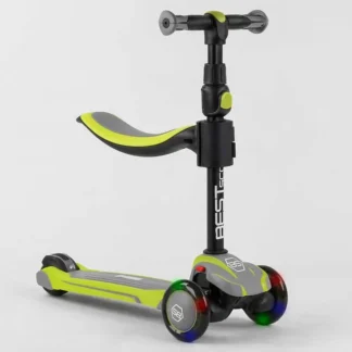 Самокат триколісний Best Scooter JS-20815 (4) із сидінням, алюмінієве кермо, 3 колеса PU зі світлом, d = 12 см