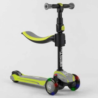 Самокат триколісний Best Scooter JS-20815 (4) із сидінням, алюмінієве кермо, 3 колеса PU зі світлом, d = 12 см