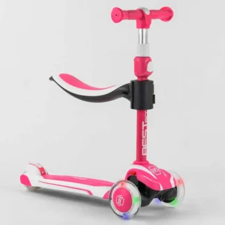 Самокат триколісний Best Scooter JS-41008/63204 (4) із сидінням, алюмінієве кермо, 3 колеса PU зі світлом, d = 12 см