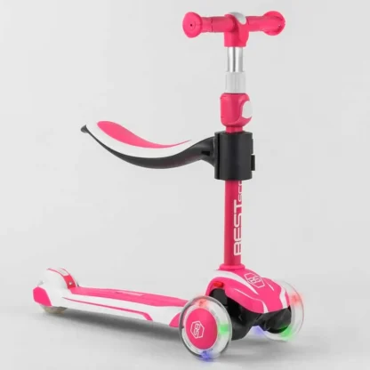 Самокат триколісний Best Scooter JS-41008/63204 (4) із сидінням, алюмінієве кермо, 3 колеса PU зі світлом, d = 12 см