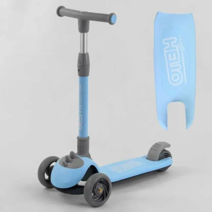 Самокат триколісний D-0885 (6) Best Scooter, ГОЛУБИЙ, складаний алюмінієве кермо, 3 колеса PU зі світлом, d = 120 * 35 мм