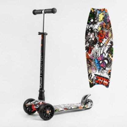 Самокат триколісний MAXI S - 11405 (1) "Best Scooter", знімне кермо, колеса PU зі світлом, переднє 130х25 мм, задні здвоєні