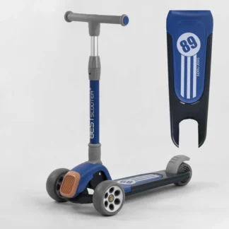 Самокат триколісний RS-8999 (6) Best Scooter, СИНІЙ, складане алюмінієве кермо, 3 колеса PU зі світлом, d = 120 * 50 мм