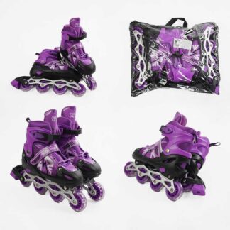 Ролики 40566-L /розмір 39-43/ колір – ФІОЛЕТОВИЙ (6) колеса PVC, устілка 24-27 см, ПЕРЕДНЄ КОЛЕСО СВІТЛО, d – 6.5 см, в сумці