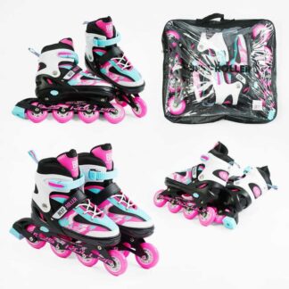 Ролики 94150-L Best Roller /розмір 38-42/ колір – РОЖЕВИЙ (6) колеса PU, ПЕРЕДНЄ КОЛЕСО СВІТЛО, устілка 24.5-26.5 см, d колес – 7