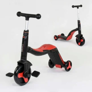 Самокат 3в1 JT 28288 (1) Best Scooter, самокат-велобіг-велосипед, КРАСНИЙ, світло, 8 мелодій, колеса PU, переднє колесо d=20 см,