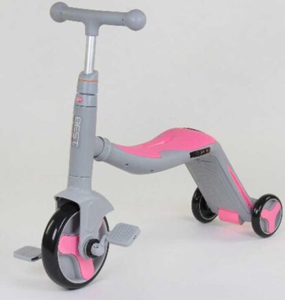 Самокат 3в1 JT 90601 (1) Best Scooter, самокат-велобіг-велосипед, світло, 8 мелодій, колеса PU, переднє колесо d=20 см, задні