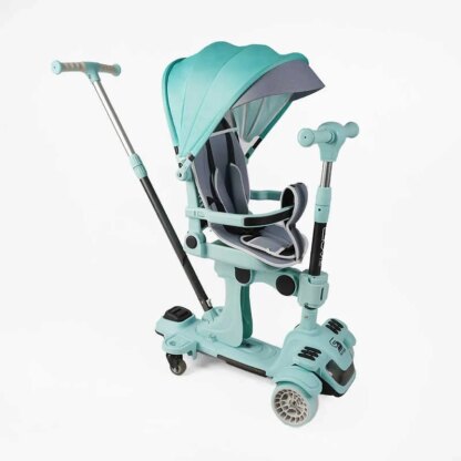 Самокат 5в1 "Skyper" BL-94617 (4) колеса PU125х40мм зі світлом, з капюшоном, поворотне сидіння, з ДОП. КОЛЕСАМИ, захисний бампер,