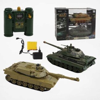 Танковий бій на радіокеруванні 99821 (8/2) 2 танки, акумулятори 4.8 V, пульти 2.4 GMHz, звуки, підсвічування, гумові гусені, рухл