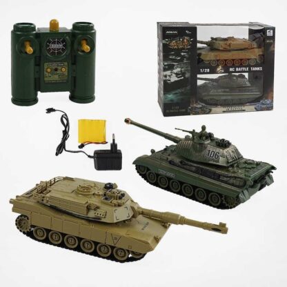 Танковий бій на радіокеруванні 99821 (8/2) 2 танки, акумулятори 4.8 V, пульти 2.4 GMHz, звуки, підсвічування, гумові гусені, рухл