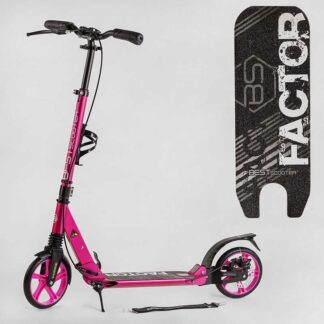 Самокат алюмінієвий Best Scooter BS-45011 (4) "Factor", ручне дискове гальмо, діаметр PU коліс - 200мм, 2 амортизатори,