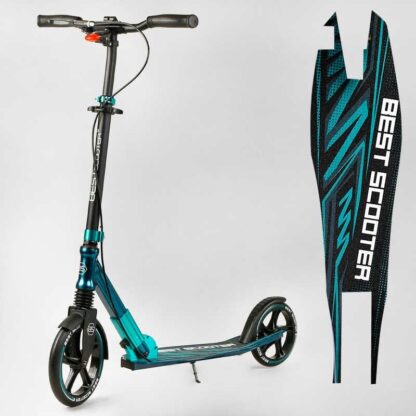 Самокат алюмінієвий "Best Scooter" 43685 (2) колеса PU, ФАРА, затискач керма, d передніх коліс — 230 мм, d задніх коліс 200 мм, 1