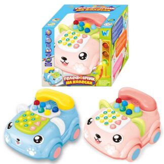 Телефончик на колесах 30708 (36) "WToys", , ОЗВУЧ. УКРАЇНСЬКОЮ МОВОЮ, колесо вільного руху, пісні, цифри, звуки, казки, світло,