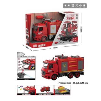 Спецтехніка YW 9080 C (24/2) пожежна машина, бризкає водою, підсвічування, звукові ефекти, інерція, рухомі деталі, викрутка, 2 на