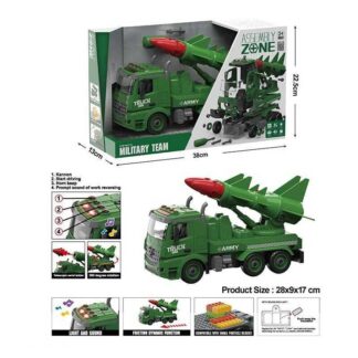 Спецтехніка YW 9091 C (24/2) військова машина, світло, звук, механіч., обертання платформи по колу, інерція, телескопічна ракетна