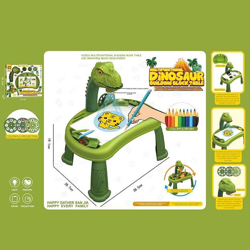 Столик з проєктором J 9003 3 диски, багаторазове малювання, фломастери, конструктор, гра з кулько...
