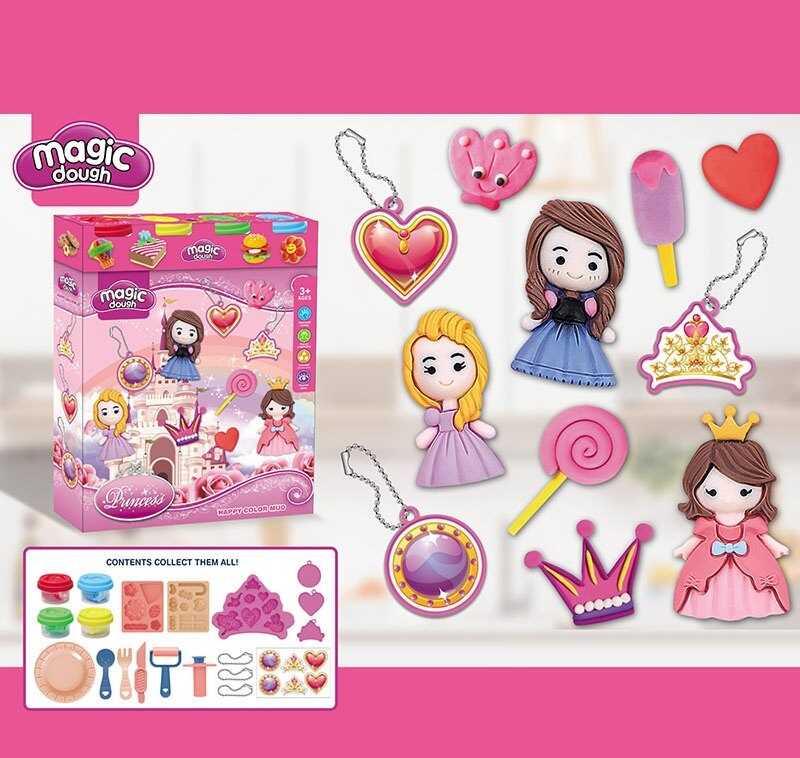 Тісто для ліплення 8649 4 кольори тіста, молди, інструменти, ланцюжки, в коробці