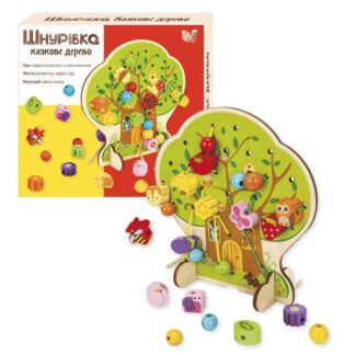 Шнурівка 43929 (24) "WToys", фігурки, намистини, шнурок, дерево, в коробці