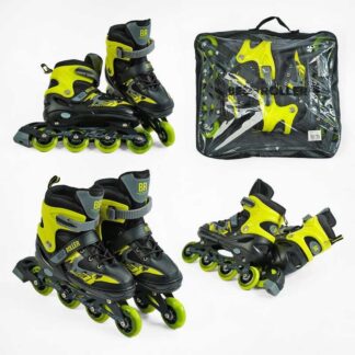 Ролики 27300-М Best Roller /розмір 34-37/ колір – ЖОВТИЙ (6) колеса PU, ПЕРЕДНЄ КОЛЕСО СВІТЛО, устілка 21.5-24 см, d колес – 24 см