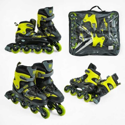 Ролики 27300-М Best Roller /розмір 34-37/ колір – ЖОВТИЙ (6) колеса PU, ПЕРЕДНЄ КОЛЕСО СВІТЛО, устілка 21.5-24 см, d колес – 24 см