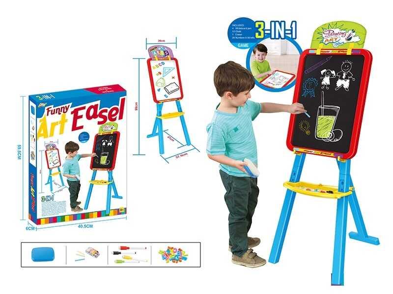 Мольберт YM 826 двосторонній, крейда, маркери “пиши-витирай”, магніти, в коробці