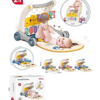 Ходунки-каталка 6049 (12) килимок, підсвічування, мелодії, пальчикові ігри, 4 брязкальця, дзеркальце,
